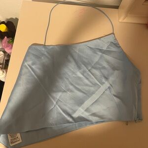 Edikted blue silk asymmetrical halter top